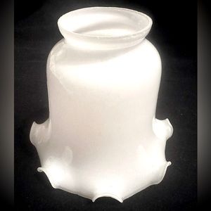 4 Vtg Bell Shaped Ruffled Milk Glass Light Globe Shade 2" FITTER